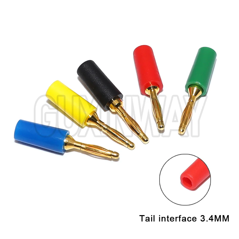 5PCS 2MM Audio Banana Plug Mini Speaker Pure Copper Gold Plated Plug Connector Welded Assembly Experimental Test Cord Head