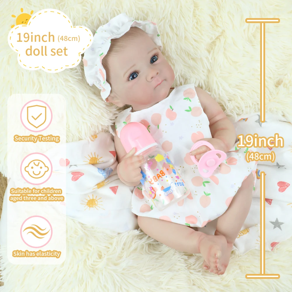 

19-дюймовая кукла Bettie Reborn для девочек, размер новорожденного, реалистичная мягкая на ощупь картина, 3D кожа с ручным рисунком волос, рождественские подарки