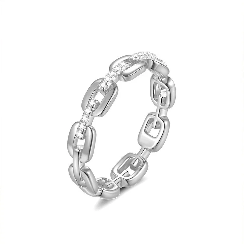 

ZFSILVER 925 Серебряное модное роскошное трендовое кольцо-цепочка с муассанитом цвета D для очаровательных женщин, ювелирные изделия для свадебной вечеринки, подарок R20160