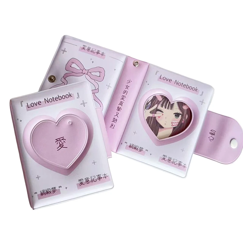 Resistant Photocard Binder For Idol Photos 3-inch Heart Hollow Photo Card Holder Collector Book 32 Pockets Water