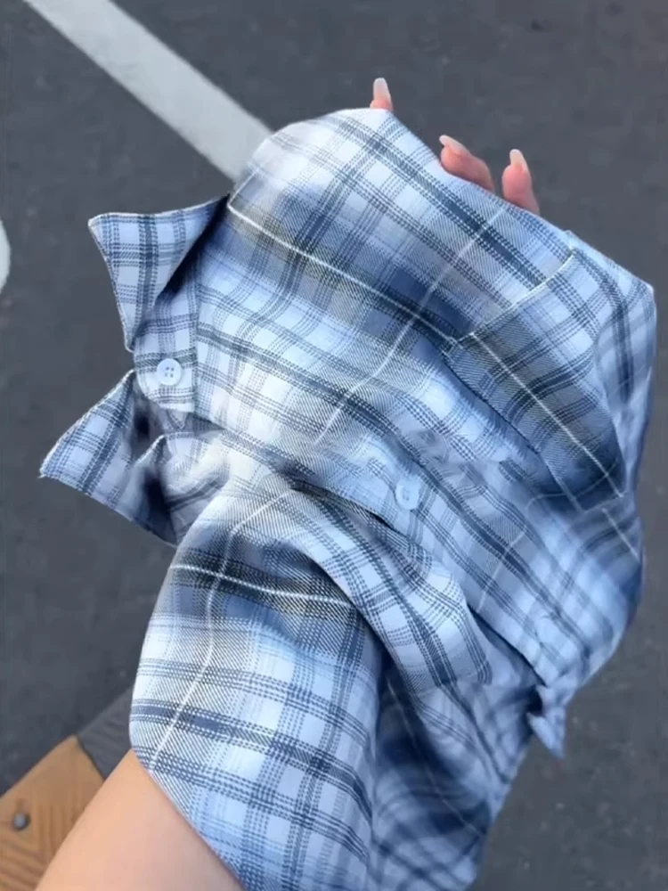 

Cleanfit Men's Plaid irt Spring Casual Drapey Long Sve Loose Fit Outerwear k Blue Cheered Faionable ex Open C...