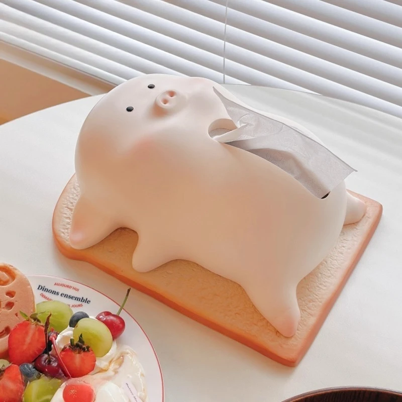 

Lying flat pig with no love, cute tissue box, table top ornament, gift, New Year's gift, new home housewarming birthday