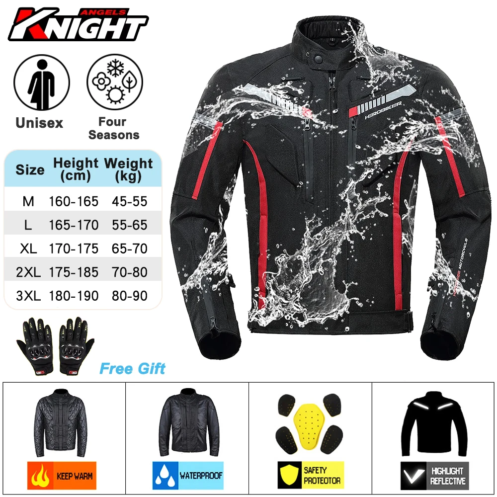 

Waterproof Motorcycle Jacket Men Racing Pants Winter Warm Removable Linner Motorcycle Jacket Moto Clothing With Protection Gear