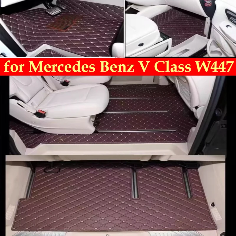 Maßgefertigte Auto-Fußmatten für Mercedes Benz V-Klasse Vito W447 Viano Valente 2010-2026 7/8/9-Sitzer Innenraum Auto-Teppiche Kofferraum