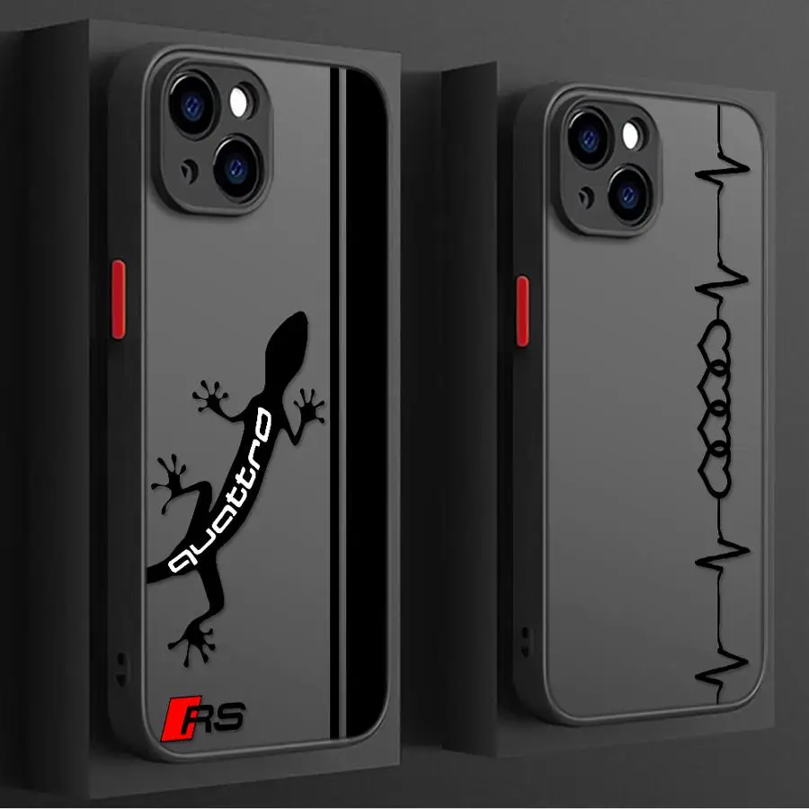 

A-udi Art Logo Black Edge Shell Case for iPhone 11 Pro Max 15 Pro Max XS X 13 Pro 12 Mini 7 8 SE 6s 16 Pro SE 14 XR 16e