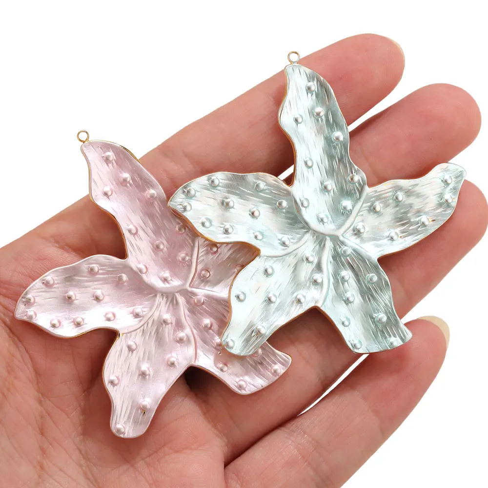 2 Stück Edelstahl-Muschel-Seestern-Anhänger für die Schmuckherstellung, Strandanhänger, Halskettenzubehör, handgefertigte Charm-Accessoires – Detail 4