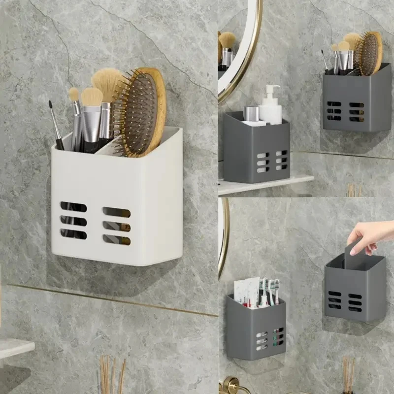 Bathroom Shelf Makeup Storage Organizer No Drill Toiletries Shelves Wall Mount Comb Skin Care Product Rack Cosmetics Boxes Ledge