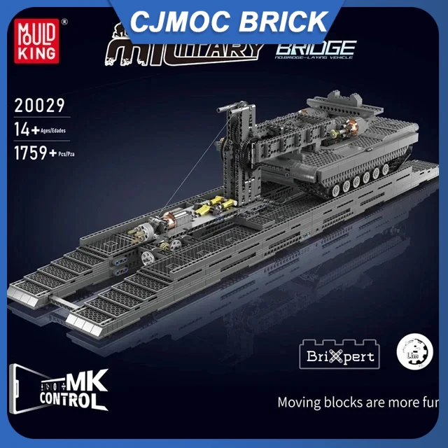 MOULD KING 20029 Technical Remote Control Military Tank Building Blocks Bridge Laying Vehicle Bridge Layer Structure Car Bricks