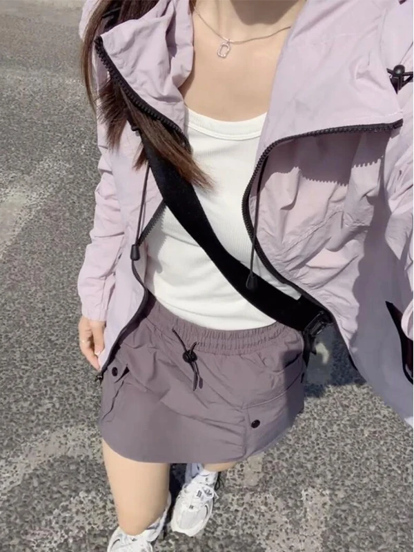

plus Size 300 Pou Pinki Purple Women's Jaet Skirt Two-Piece Set High Waist Loose Fit Long Sve Zipper Closure Spring...