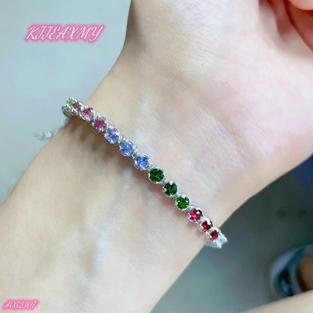 

KJJEAXCMY Brand Boutique Jewelry 925 Sterling Silver Natural Olivine Tanzanite Garnet Diopside And Other Multi Gem Women's Brace