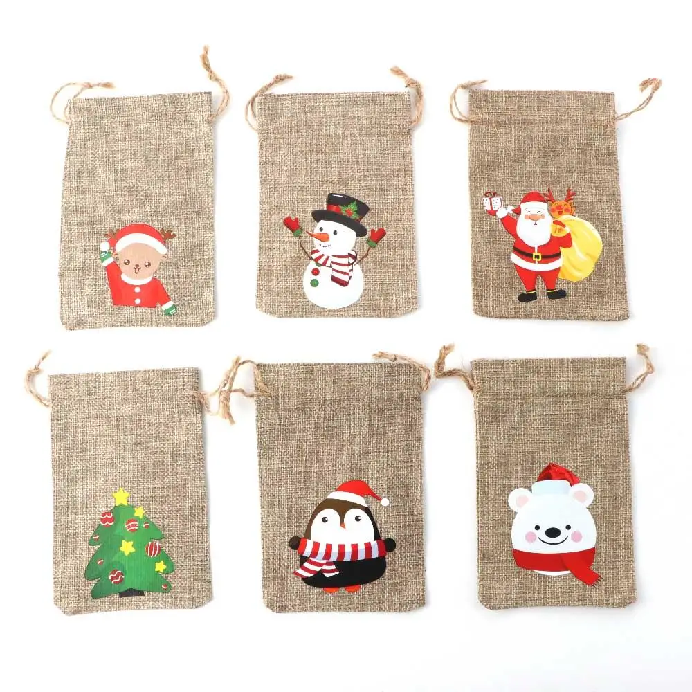 Santa Claus Drawstring Pouch Ornament Packaging Bags Gift Bags Christmas Decorations Candy Bags Christmas Ornament Storage Bags