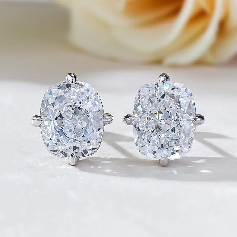 

8*10mm Moissanite With GRA D VVS1 925 Silver Diamond Gemstone Earrings For Women 18K Plated Wedding Engagement Fine Jewelry Gift