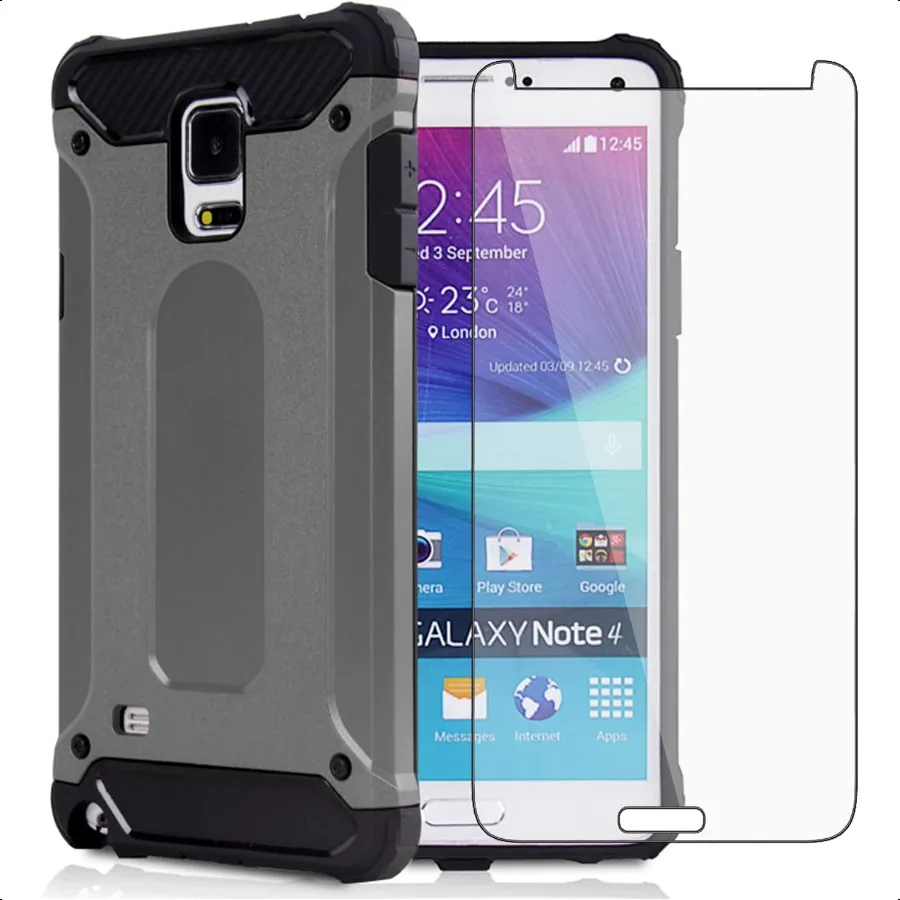 حافظة هاتف Asuwish لهاتف سامسونج جالاكسي نوت 3 مع غطاء واقي شاشة من الزجاج المقسى وطبقة مزدوجة هجينة حمراء رفيعة للهاتف المحمول F