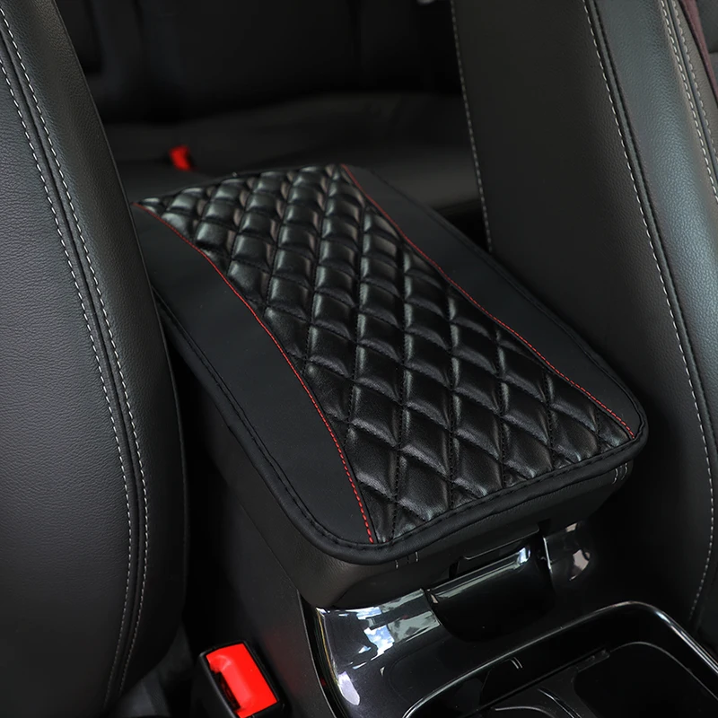Universal Four Seasons Center Armrest Box Cover Embossed Leather Double Stitched Anti-slip Car Armrest Protective Mat