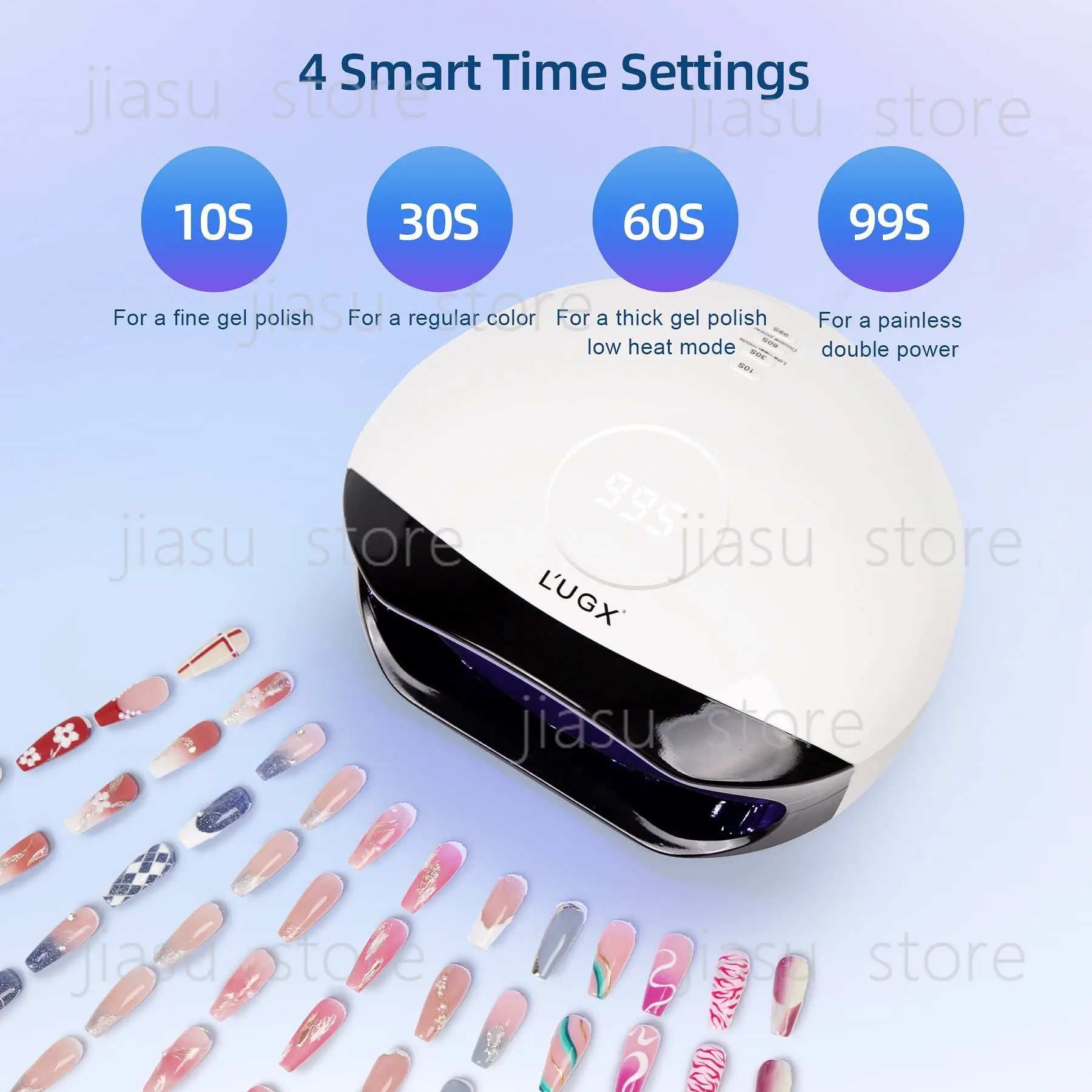 LUGX Hot Sale 56W Manicure Nail Cordless Flash Cure Dryer Uvled Glue Light Portable Professional Uv Led Nail Lamp view 3