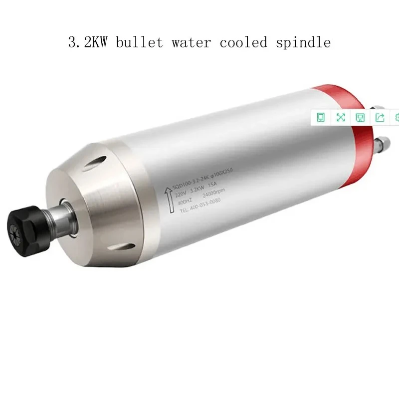 Engraving machine water-cooled spindle motor 3.2KW diameter 100mm 9A/15A 220V/380V speed 24,000 rpm chuck ER20-A
