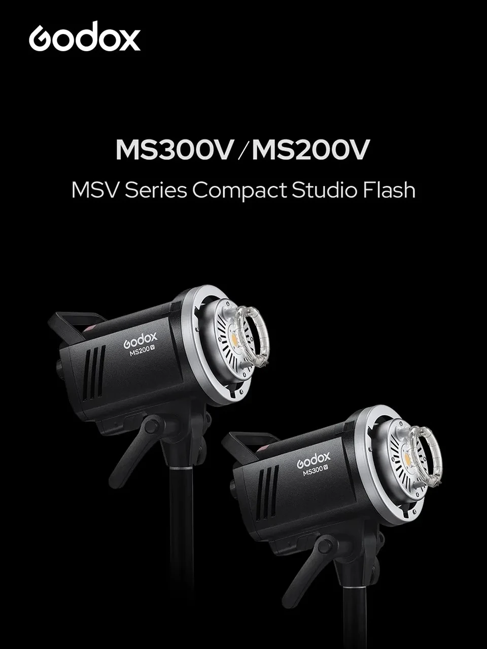 Flash Godox MS300V 5800K lumière du jour, plage de 5 stops, compatible avec le système X 2.4G, temps de recyclage de 0,1 à 1,8 seconde pour la photographie