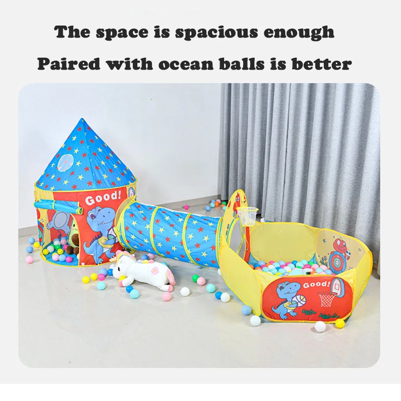 Portable Children's Tent Beach Toys Cartoon Ball Pool Kids Tent 3 in 1 Pop-up Tent Play House Outdoor Child Teepee Toy Tents