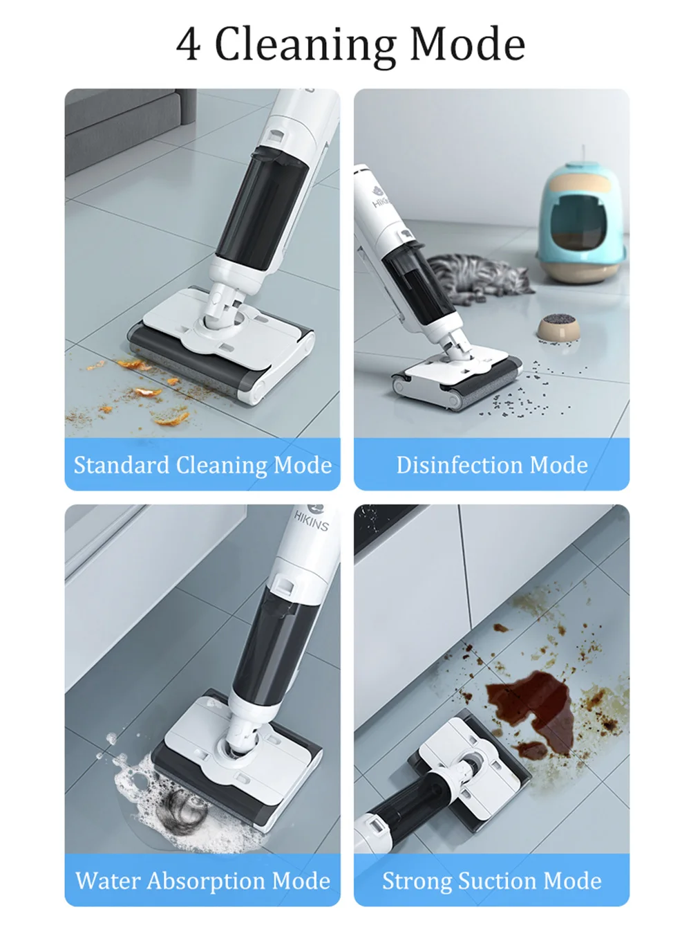 カスタマイズ可能なS7ダブルローラーブラシ掃除機モップ家庭用フロアスクラバーセルフクリーニングウェット＆ドライコードレスフロアクリーナー