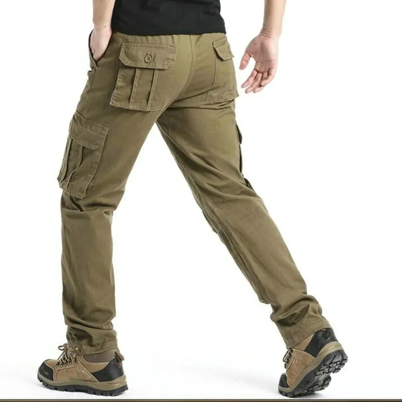 Nieuwe grote zak losse overall heren buitensporten joggen MOTO POC fietsbroek elastische taille puur katoen casual werkbroek