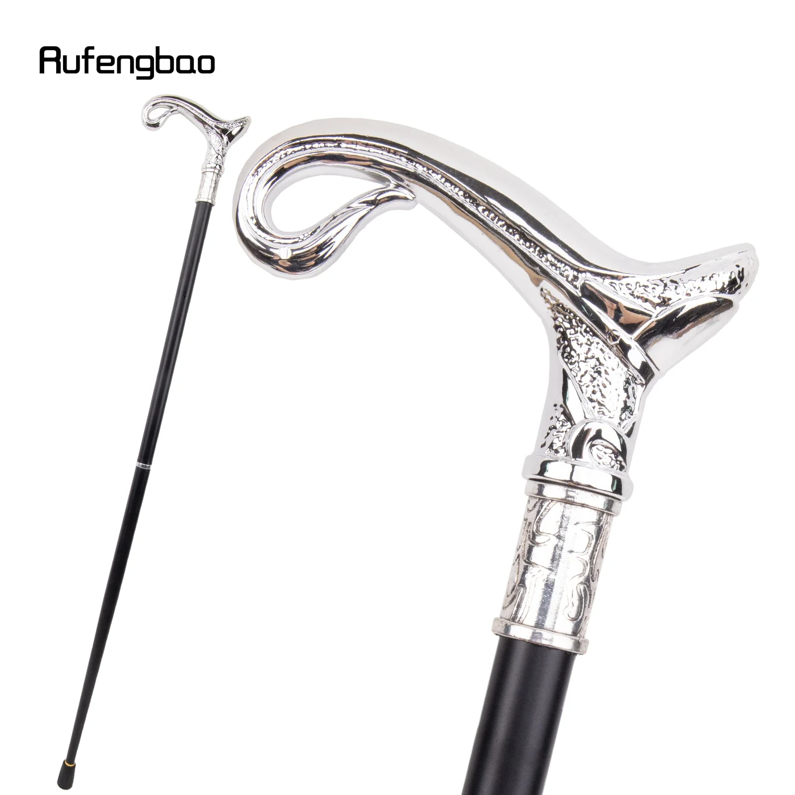 

White Luxury Curve Line Type Walking Cane Fashion Decorative Walking Stick Gentleman Elegant Cosplay Cane Knob Crosier 93cm