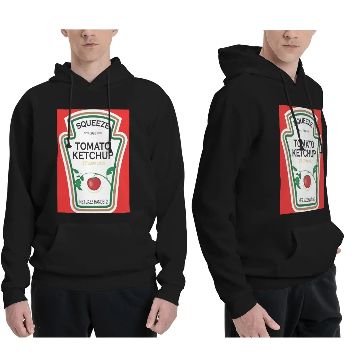 

Забавные толстовки с капюшоном и этикеткой для кетчупа для мужчин и женщин, повседневный пуловер, толстовки в стиле Харадзюку, одежда с длинными рукавами, осень-зима