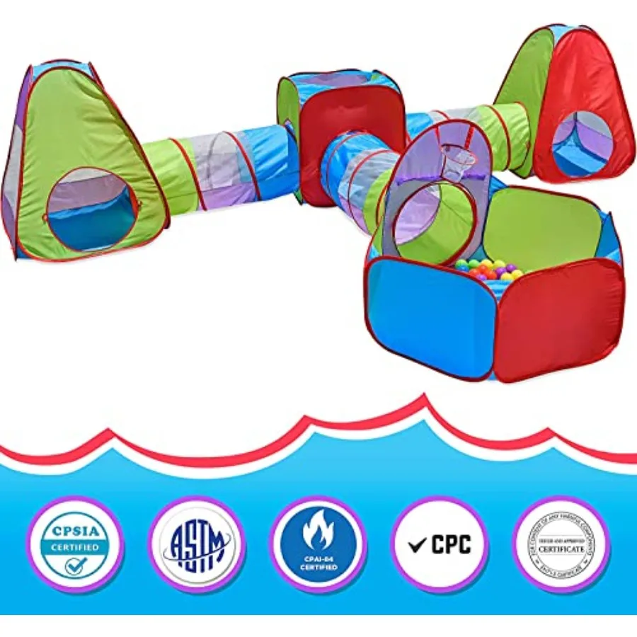 Nascondi e scivolare 7 pezzi Tenda da gioco con palline e 20 palline Tenda da gioco per palestra nella giungla per bambini Giocattolo con tunnel strisciante per neonati Gif di compleanno infantile