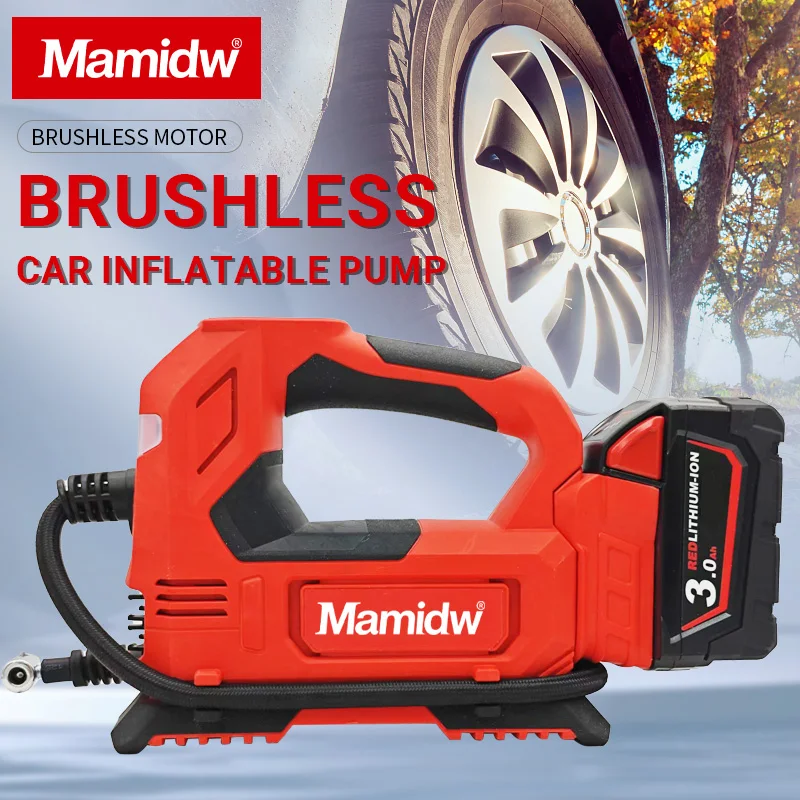 

Mamidw 150PSI Cordless Electric Air Pump Tire Inflator Air Compressor with Digital Pressure Gauge For Milwaukee Battery PIN