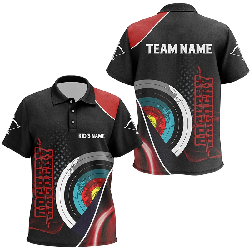 

Trend Archery Graphic Polo Shirts For Men Personalized Name Team Name 3D Printed Team Uniforms Casual Oversized Sports Tops