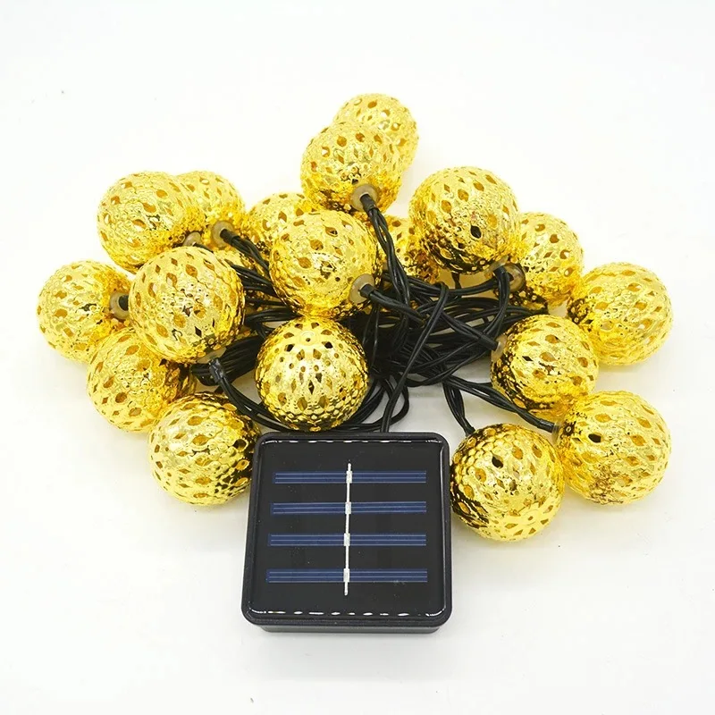 40mm Gold Large Moroccan Tieyi LED Light String Color Light USB Solar Energy