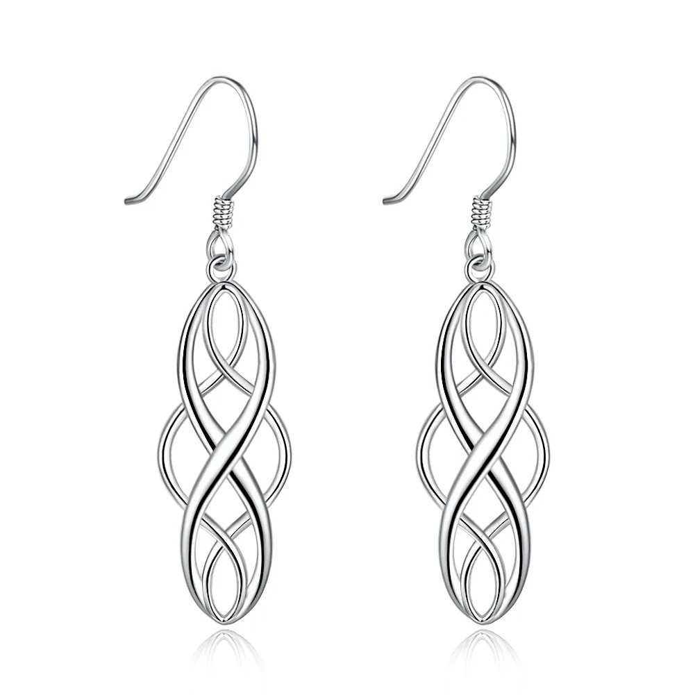 Kolczyk ze srebra próby 925 dla kobiet, elegancki, wykwintny, luksusowy haczyk Charms, moda ślubna, klasyczna biżuteria