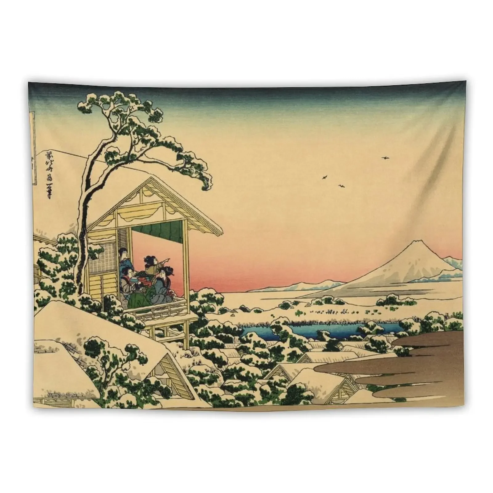 Japanese teahouse at Koishikawa the morning after snowfall Tapestry Room Decoration Accessories Tapestry