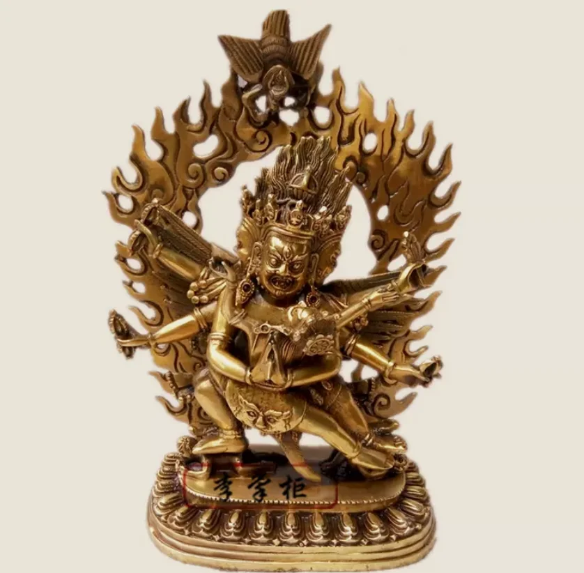 

9-дюймовая буддийская латунь Yab-Yum Mahakala Dorje Статуя Будды Wrathful Deity Pupa Vajra