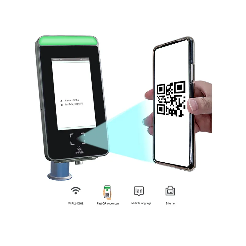 Wi-fi qr code scanner qr code scanner machine with temperature green pass scanner