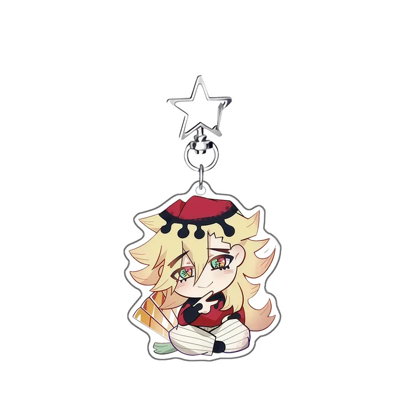 Anime Demon Slayer Acrylic Keychain Kokushibo Douma Akaza Cartoon Key Chain Bag Pendant Decoration Accessories Key Ring Gift