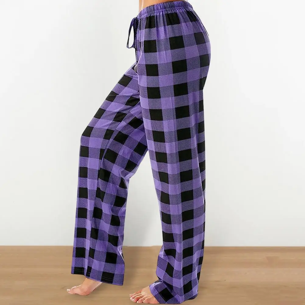 Comfortable Tie Waist Pants Comfy Women's Pajama Pants Elastic Drawstring Waist Wide Leg Sleep Bottoms for Wear Stretchy Cute