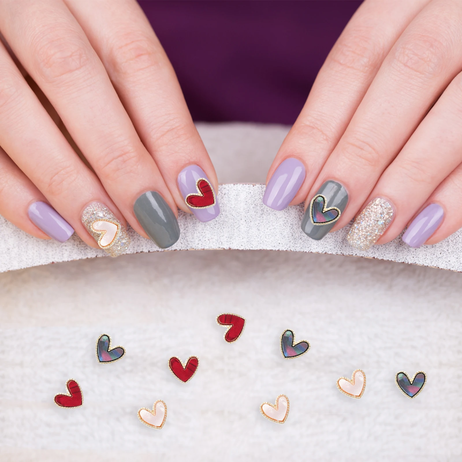 

30pcs Heart Shape Art Decors Alloy Manicure Charms Diy Accessories Decorative Heart Shaped Adornments For Salon Home Use Small
