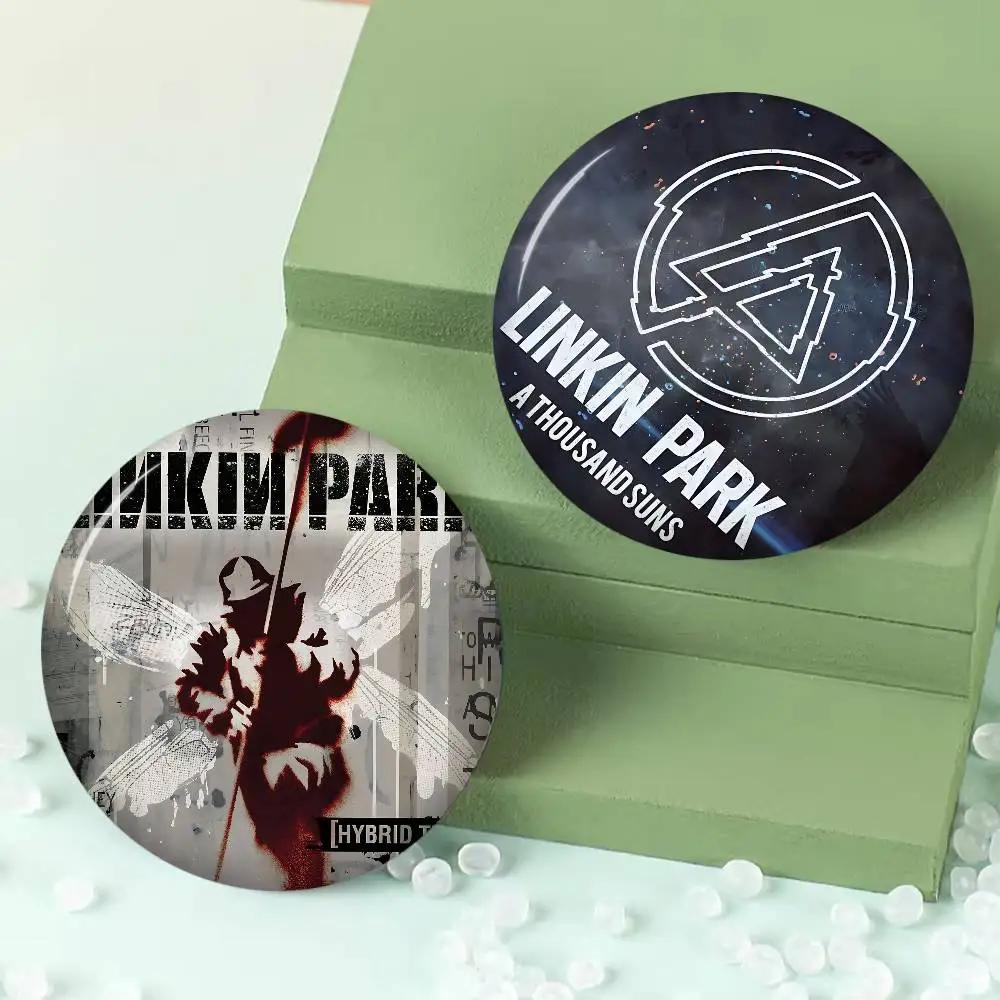 L-Linkin P-Park Famous Band Creative Pins Funny Faces Round Snap-in Brooch Badge Backpack Hat Accessories Jewelry Gifts