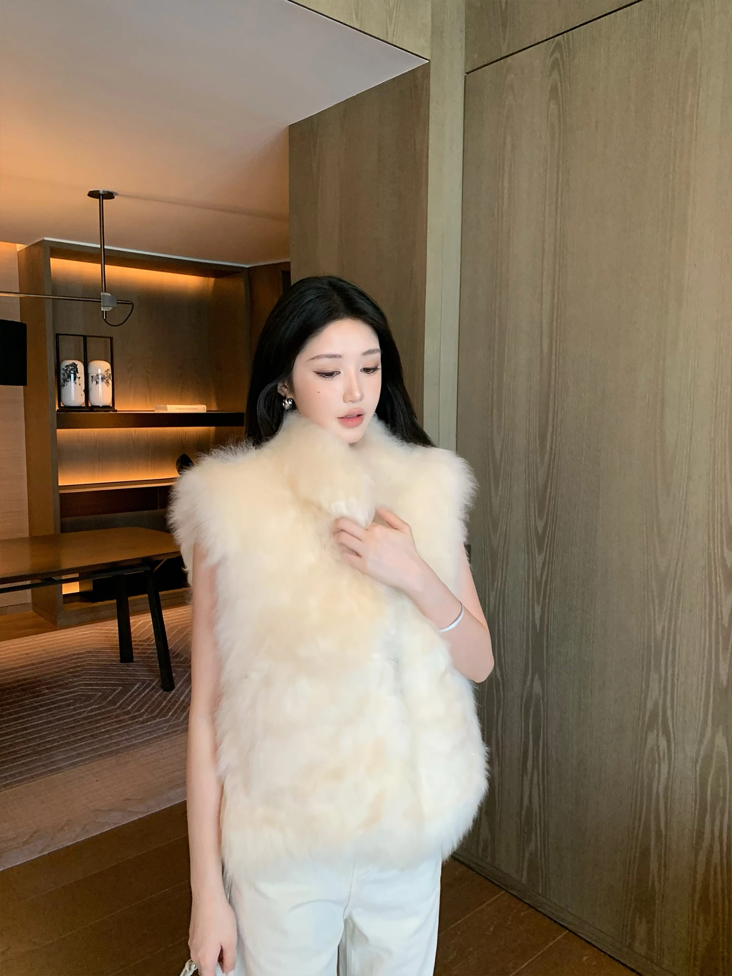 

Женский утепленный кашемировый жилет BULENG: Теплая зимняя верхняя одежда, индивидуальный цвет, роскошный стиль, однотонный дизайн для повседневной носки