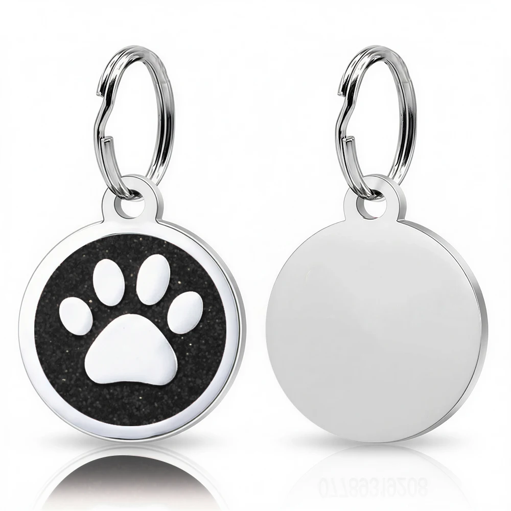 Gratis gepersonaliseerde honden- en kattenplaatjes met gegraveerde puppy- en huisdier-ID-naam, halsbandlabel, metalen poot-glitterhanger, huisdier- en hondenaccessoires