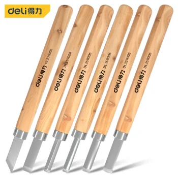 

6Pcs/Set DELI 359006 Wood Handle Carving Knife Woodworking Craft Sculpture Engraving Knife Multi Functional Hand Tools