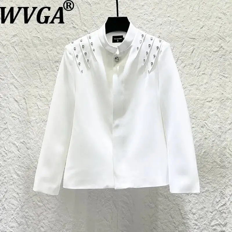 WVGA Spring Autumn New Men Heavy-duty Studded Diamond-embellished Shoulder-padded Jacket Niche Chinese-style Fashion Coat W26272