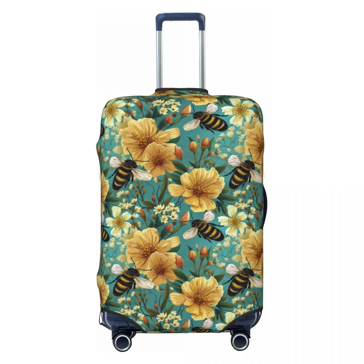 

Cute Bees And Flowers Pattern Travel Luggage Cover Washable Suitcase Cover Protector Fit 18-32 Inch