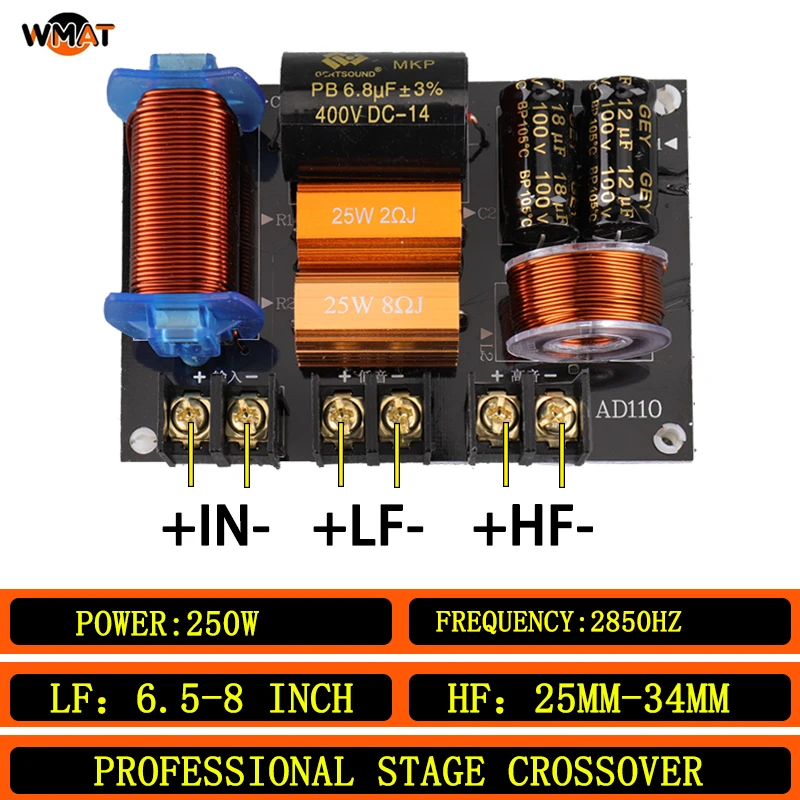 

110/1120 HiFi Bookshelf Speaker 250-350W For 6.5-8 Inch Woofer & 25-44 core tweeter 2800-2850Hz 1 High 1 Low, 1 High 2 Low