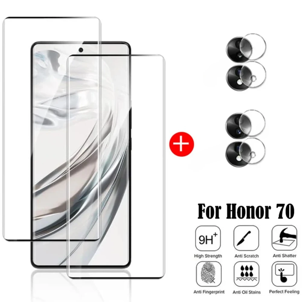 For Honor 70 Glass Honor 70 Tempered Glass 9H Full Curved Protective Screen Protetor for Huawei Honor 70 Lens Film