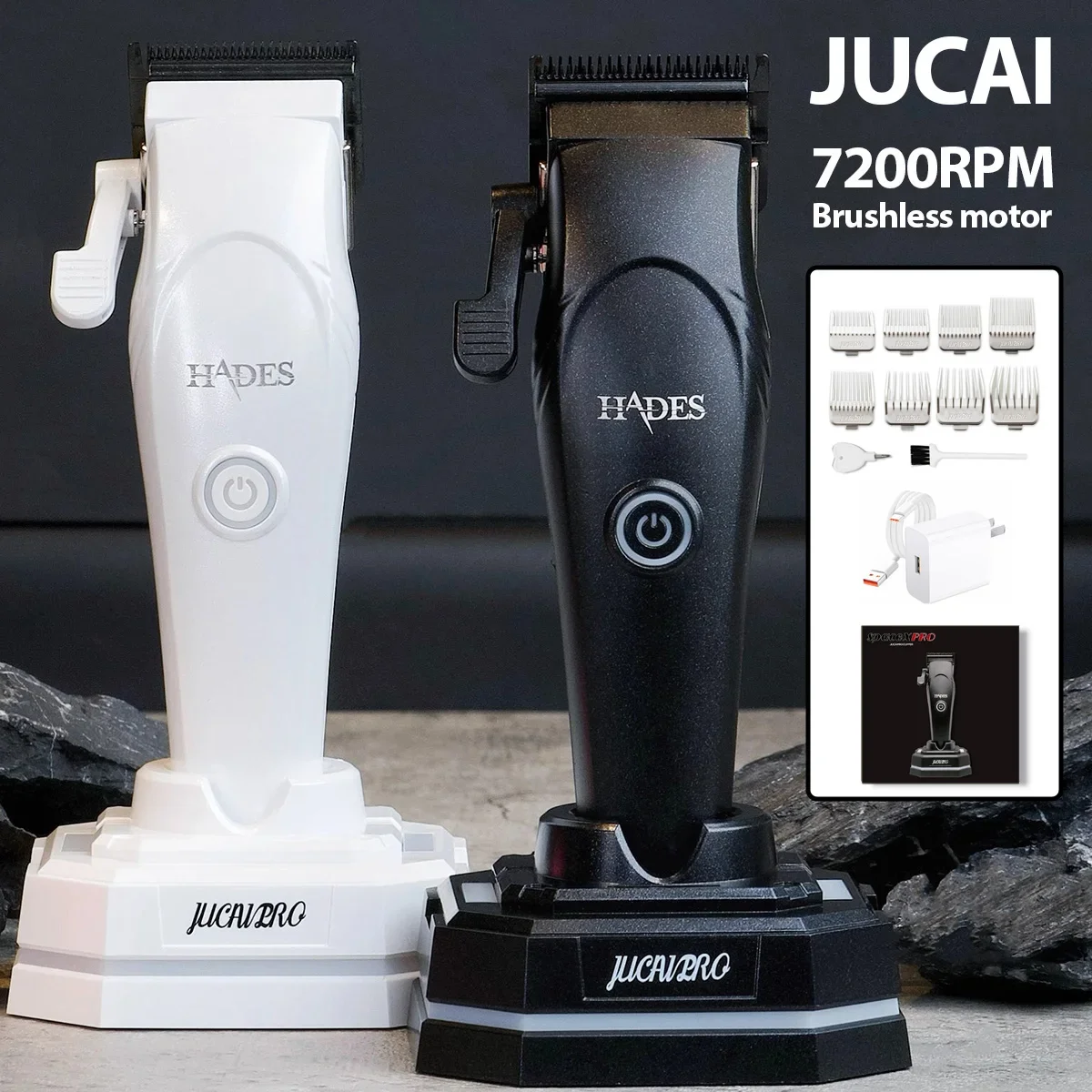 

JC-S1 JUCAI Professional Starship Series Super Fast Charge Brushless Motor 9CR13 Carbon Steel Bit Oil Head Electric Hair Clipper