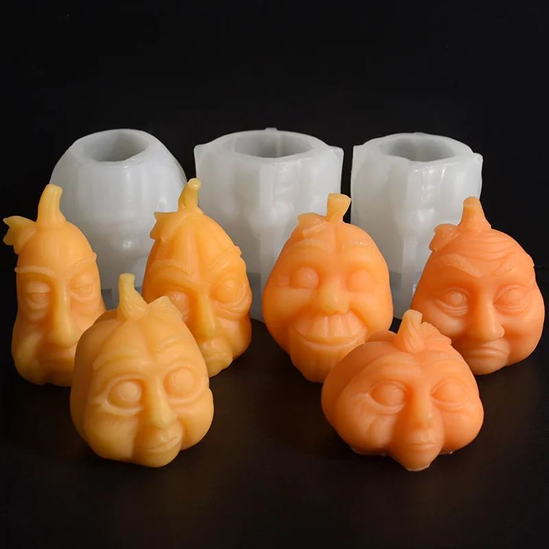 قالب جديد للهالوين قالب شمع مخيف اليقطين رئيس زخرفة الوجه على شكل اليقطين عفريت ديكور تمثال قوالب السيليكون