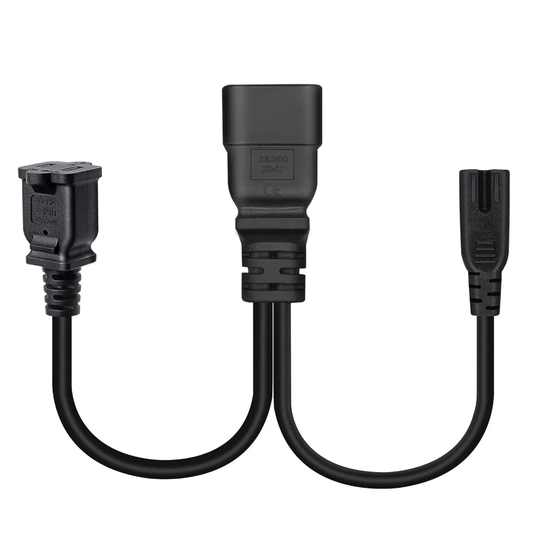 JORINDO IEC320 C20 to C7+Nema 1-15R AC power cord,16A C20 3 Pin male to Figure 8+American standard 2-holes socket power adapter