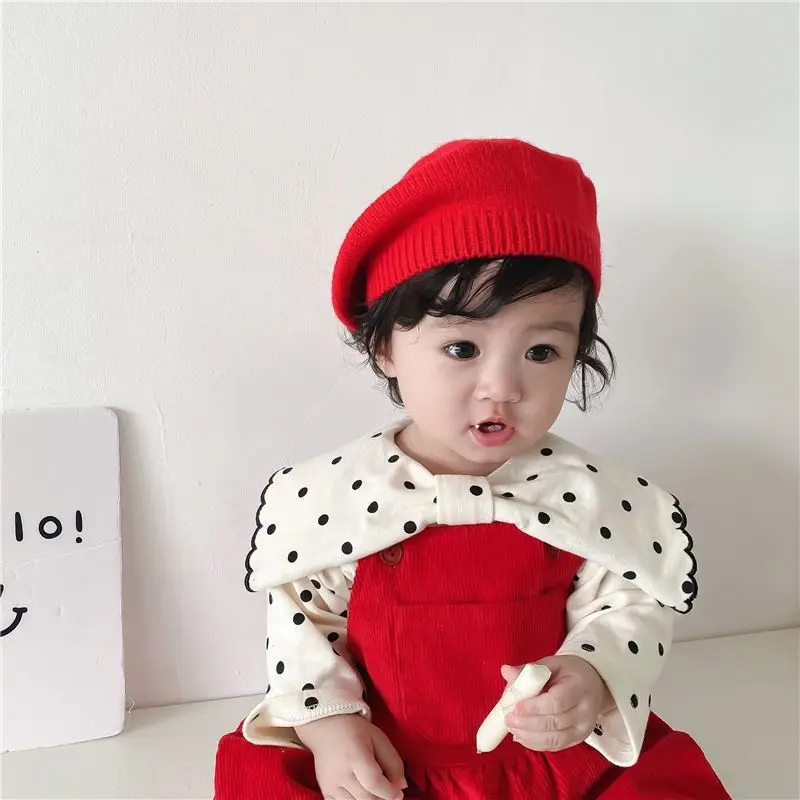 Baby Hat Autumn Beret Boys Girls Hat Knitted Hat Candy Color Woolen Hat Cute Woolen Painter Hat beanie