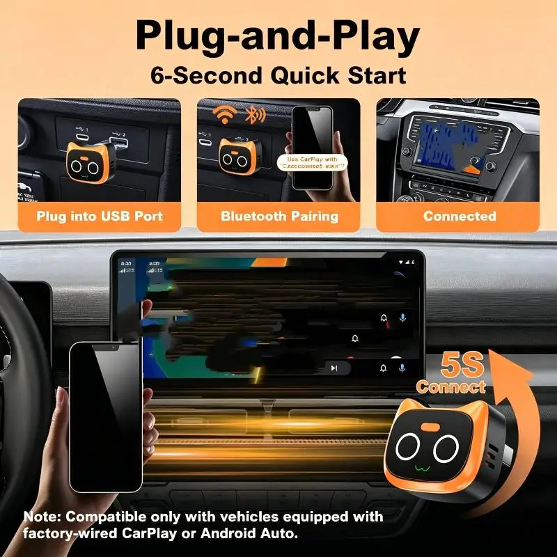 Cute Cat Shaped Car USB Bluetooth Receiver Lossless Sound Hands-Free Calling for Music Play Handsfree Call on Road